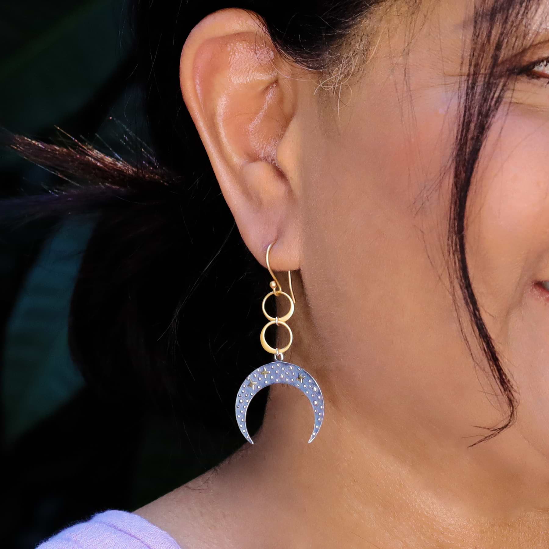 Women's Crescent Moon Star Dangle Earrings Vintage Style Ear - Temu